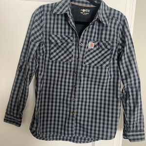 Carhartt Force Women's Blue Plaid Button Down Shirt